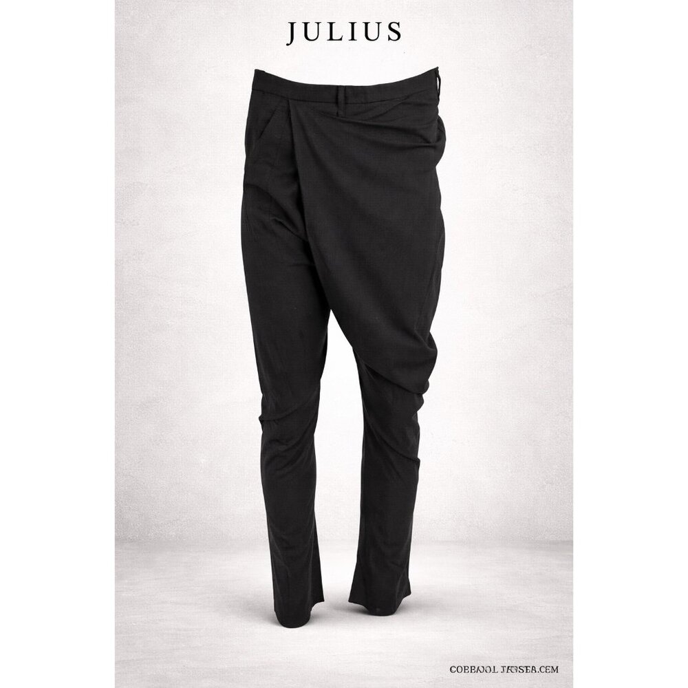 JULIUS Fold Over Waistband Trousers Black Size4 Made n Japan Avant-Garde US32/33